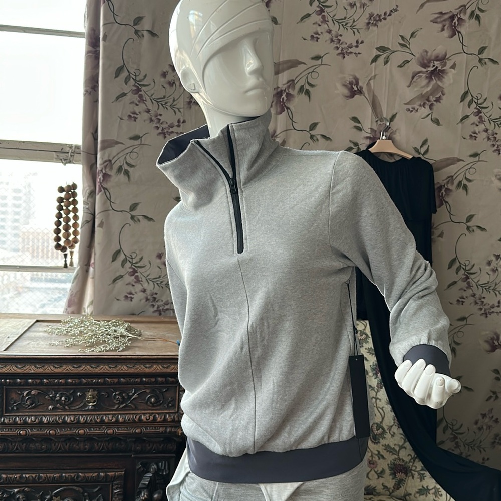 Fleece Boutique quality Soft Pullover Zipper High  neck Heather grey